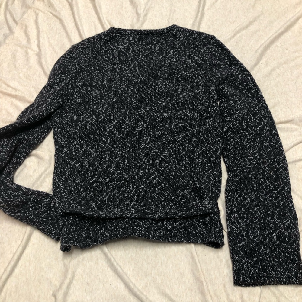 J. Crew Italian Merino Wool Sweater Black and White Belted Tie Classic - Picture 7 of 7